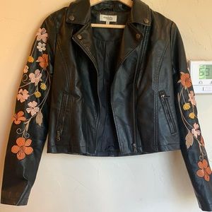 Floral Leather Jacket - Size S
